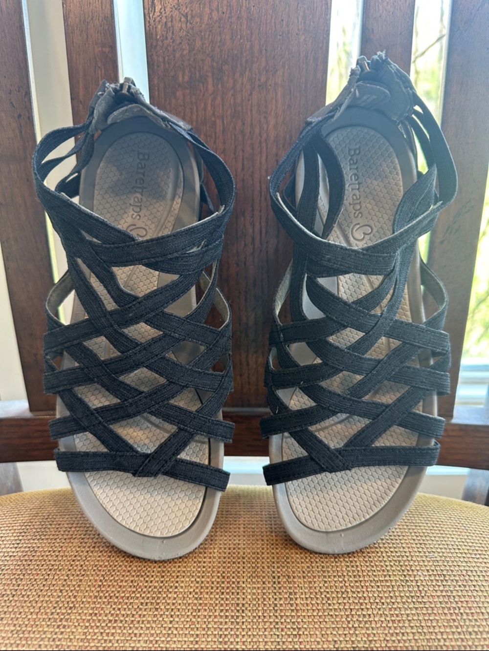 BareTraps Black Strappy Woven Sandals
